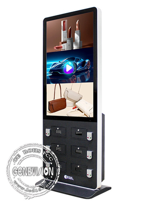 Quiosco de pantalla táctil Android de 49 pulgadas con seis gabinetes de carga de teléfonos inteligentes